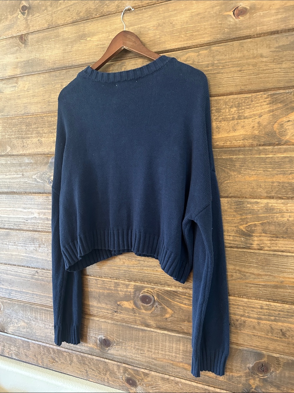 moon & madison Navy Crewneck Sweater with Flag Intarsia - Picture 5 of 5